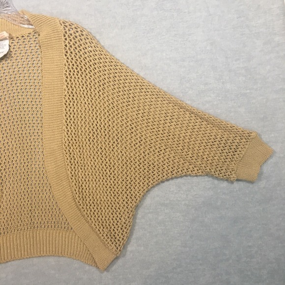 Faded Glory Large Tan Dolman 3/4 Sleeve Open Cardigan Tapered Hem Open Knit - Picture 12 of 12